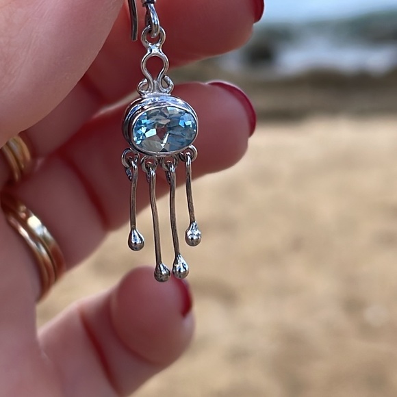 ✨SOLD✨Beautiful 925 Silver and Oval Aquamarine Earrings - Picture 10 of 17